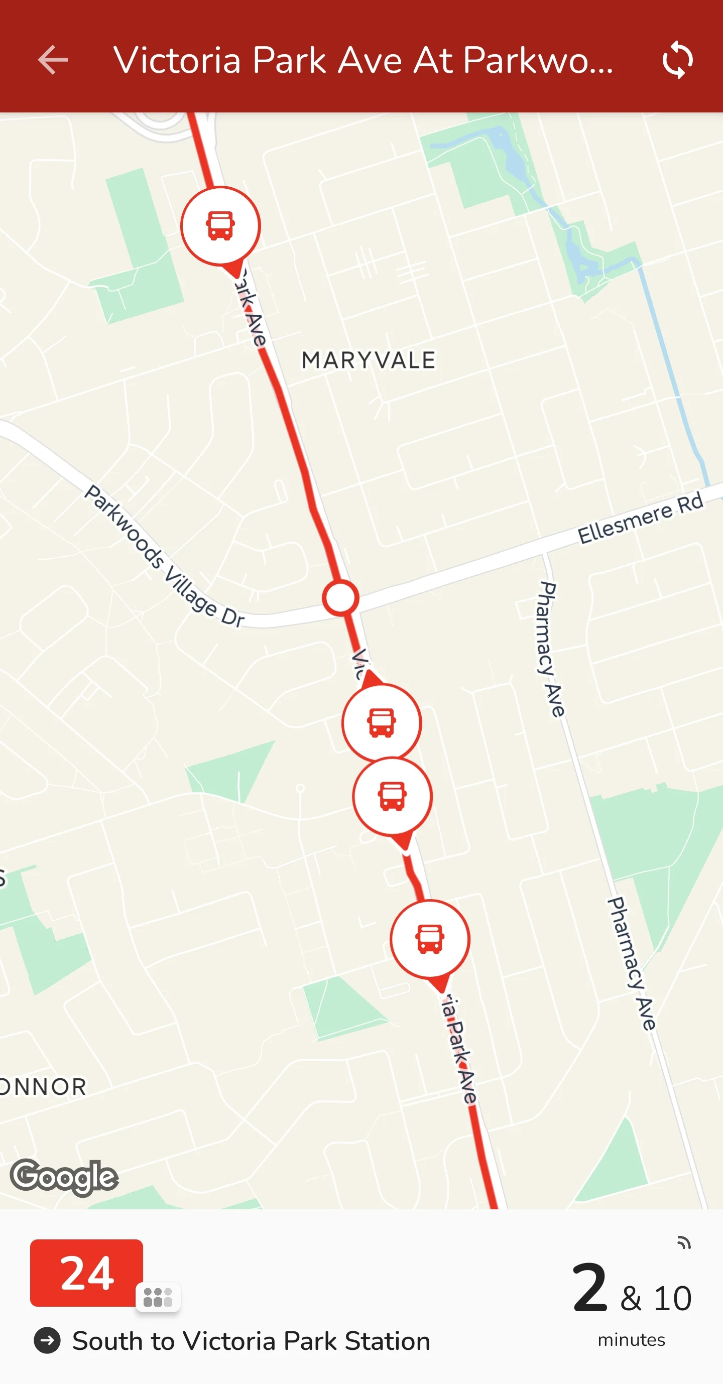 My TTC app screenshot